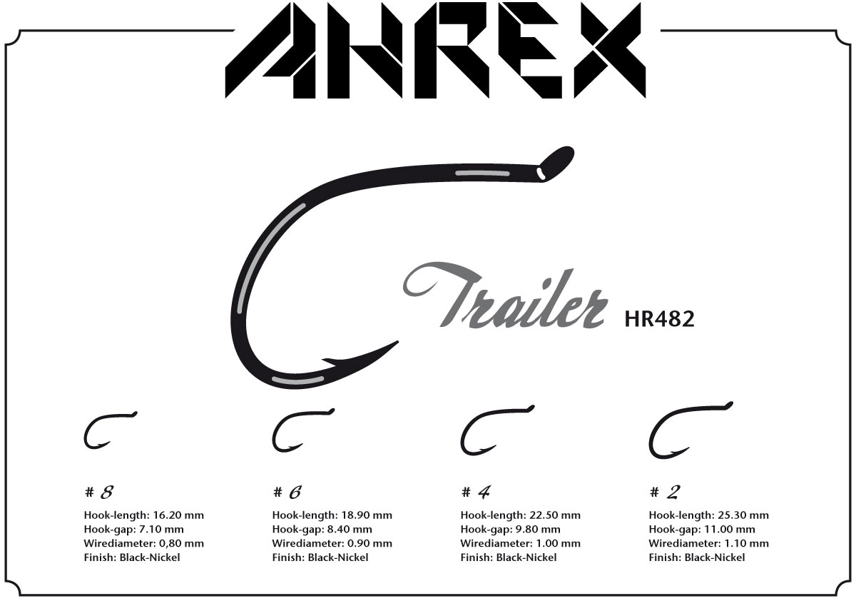 Ahrex Hr482 Trailer Hook Hr #6 Fly Tying Hooks Black Nickel (Also Called Stinger Hook)
